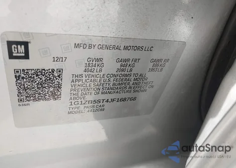 2018 Chevrolet Malibu 1Ls from USA, damaged, VIN 1G1ZB5ST4JF168768